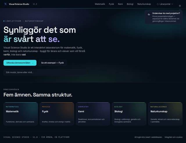Skärmdump av Visual Science Studio — Synliggör det som är svårt att se