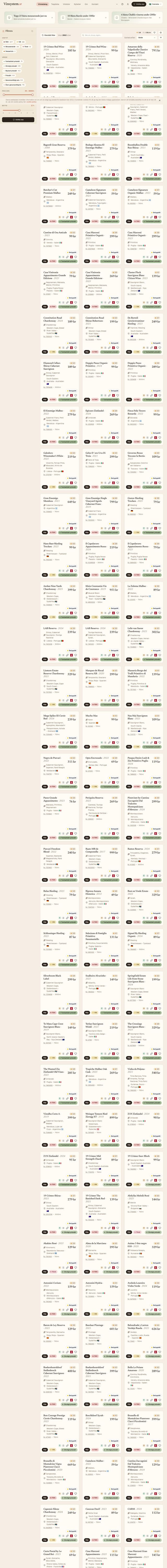Skärmdump av Vinsystem.se – Prisvärda viner med Vivino-betyg