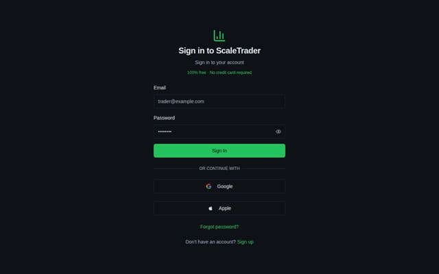 Skärmdump av ScaleTrader – 100% Free Daytrading Journal