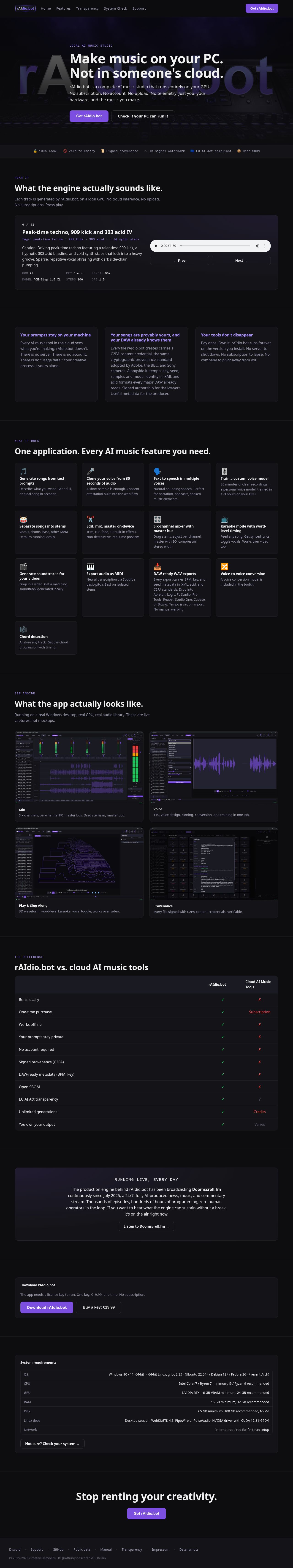 rAIdio.bot, Local AI Music Studio. No Cloud. No Subscription.