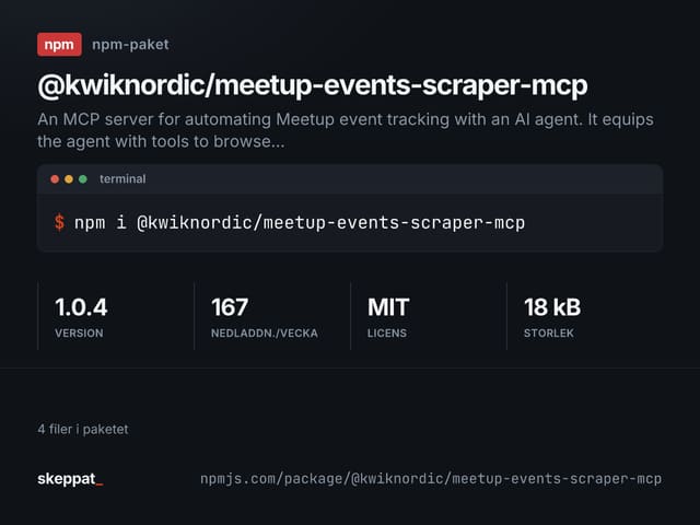 Skärmdump av Meetup-events Scraper | MCP-server
