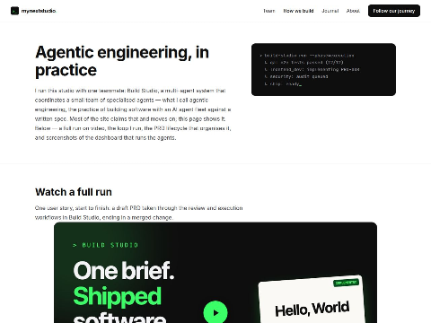 Agentic engineering, in practice — My Next Studio