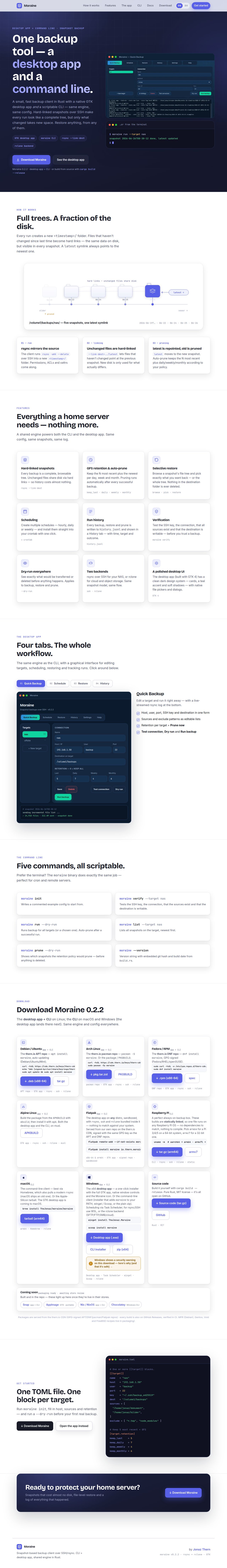 Moraine — snapshot backup over SSH/rsync and rclone