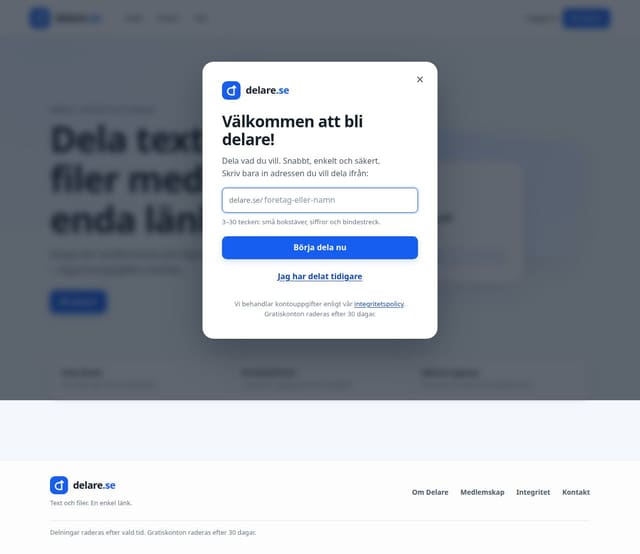 Skärmdump av Dela text och filer enkelt – Delare
