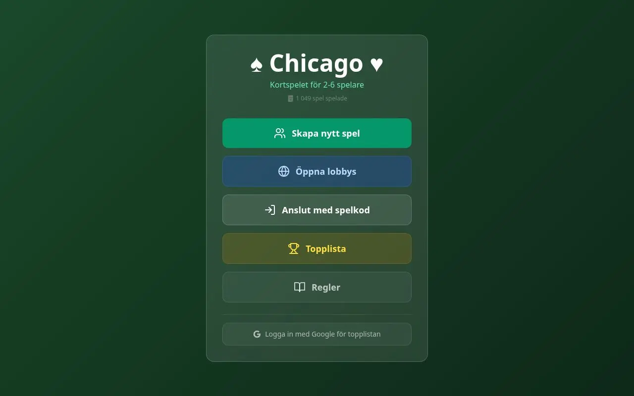Skärmdump av Chicago Kortspel