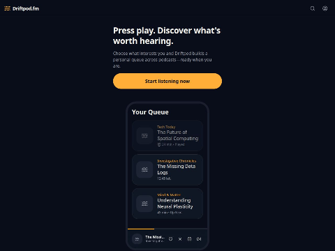 Skärmdump av Driftpod.fm