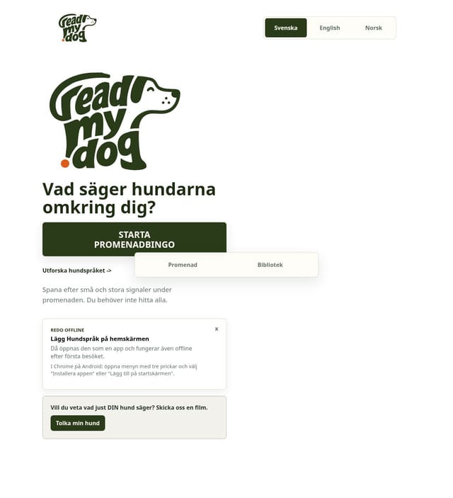 Skärmdump av Hundspråk