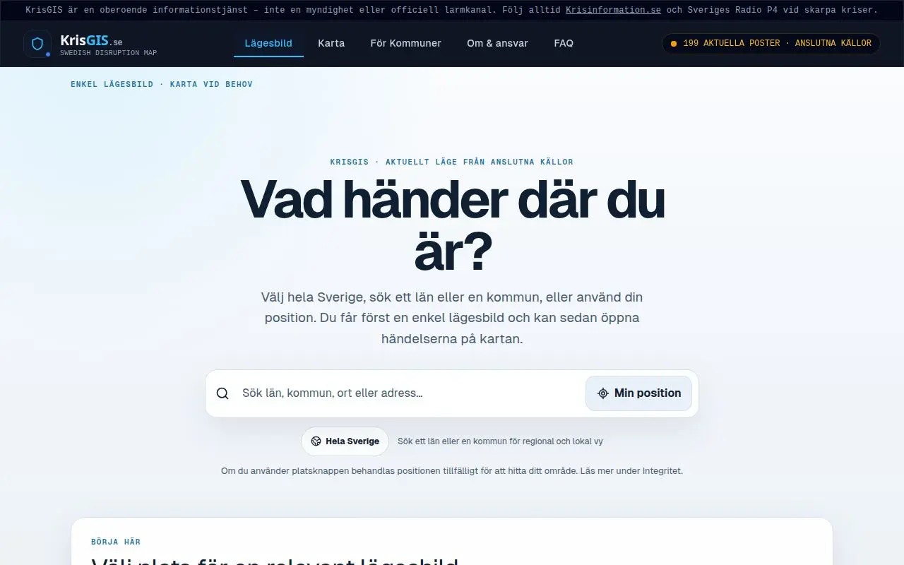 Skärmdump av Krisgis