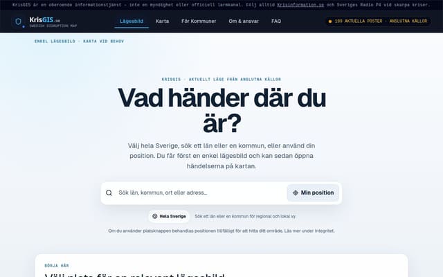 Skärmdump av Krisgis