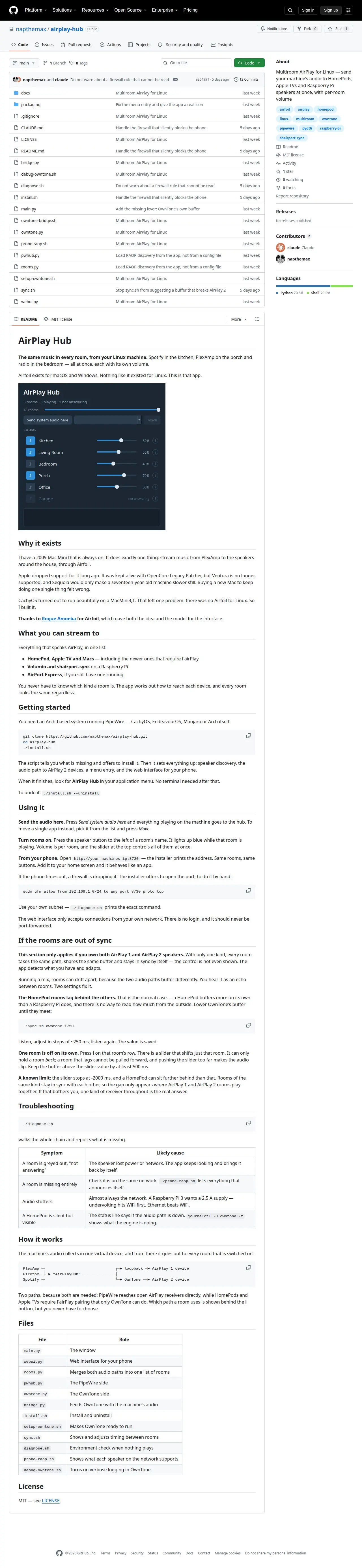 Skärmdump av AirPlay Hub