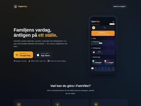 Skärmdump av FamVibe