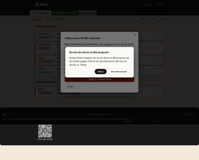 Skärmdump av Mkal