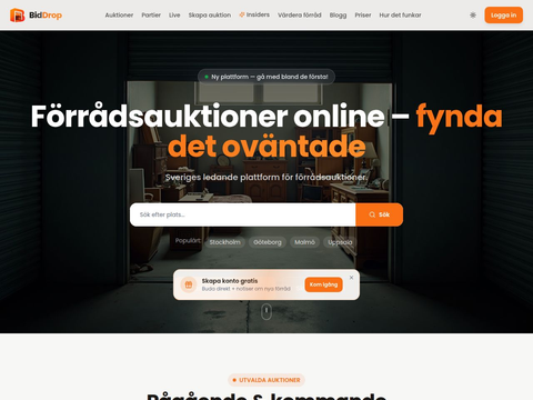 Skärmdump av BidDrop