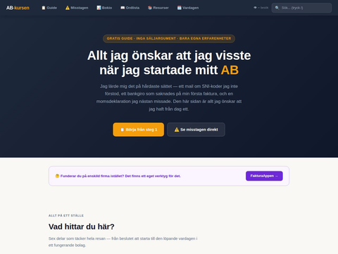 Skärmdump av AB-kursen