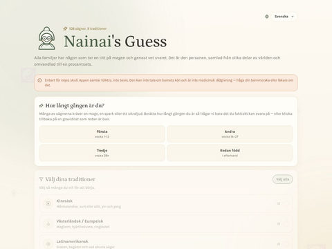Skärmdump av Grandma's Guess — Baby Gender Predictor
