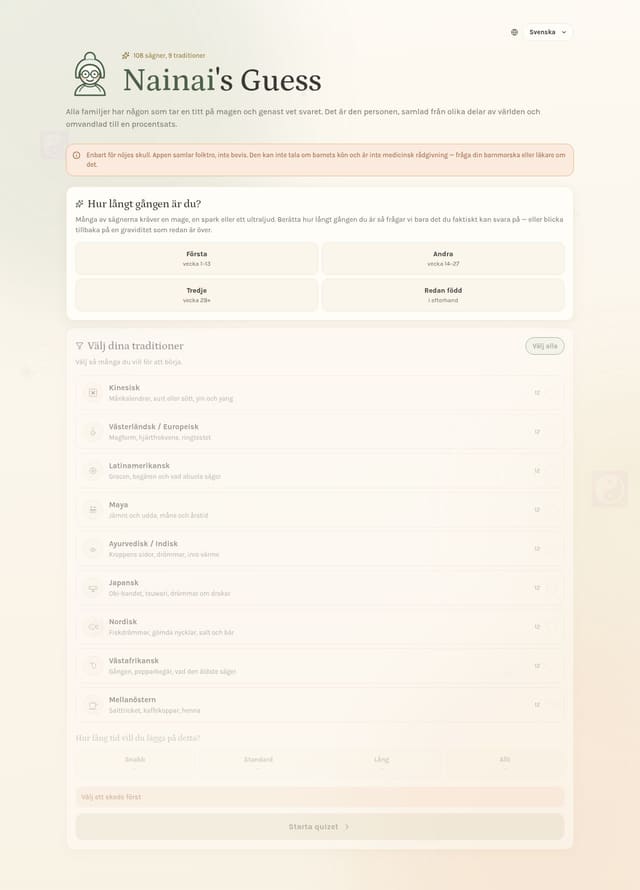 Skärmdump av Grandma's Guess — Baby Gender Predictor