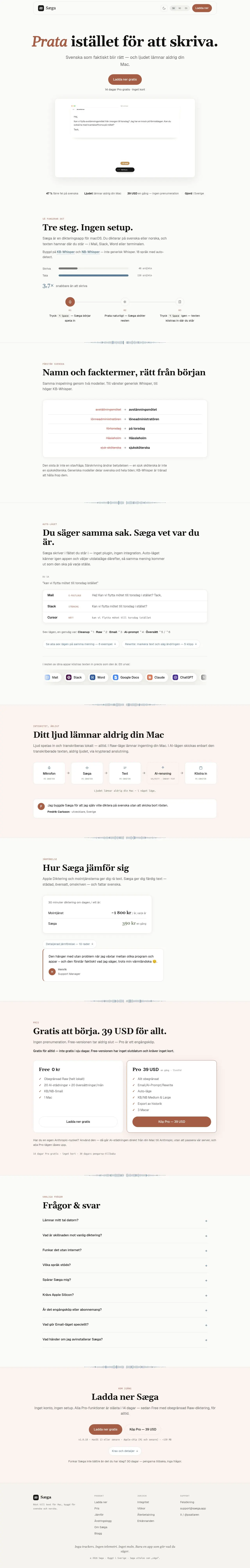 Skärmdump av Saega