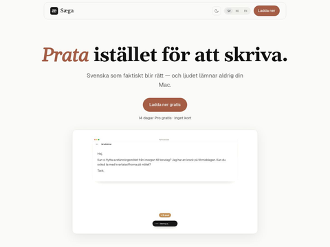 Skärmdump av Saega