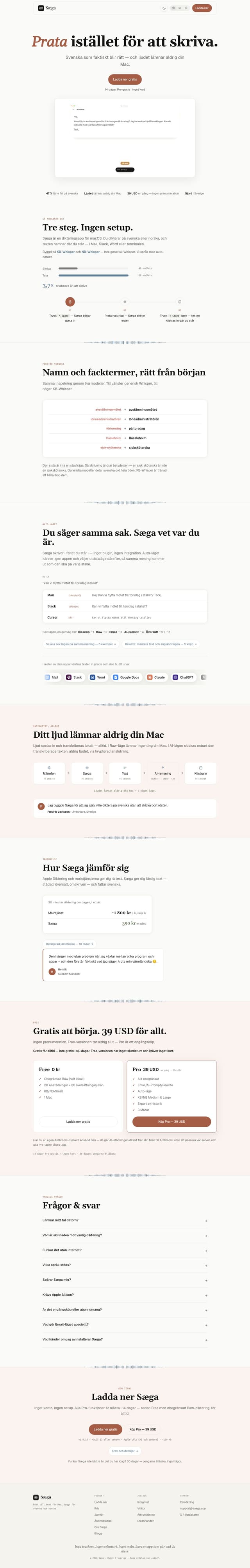 Skärmdump av Saega