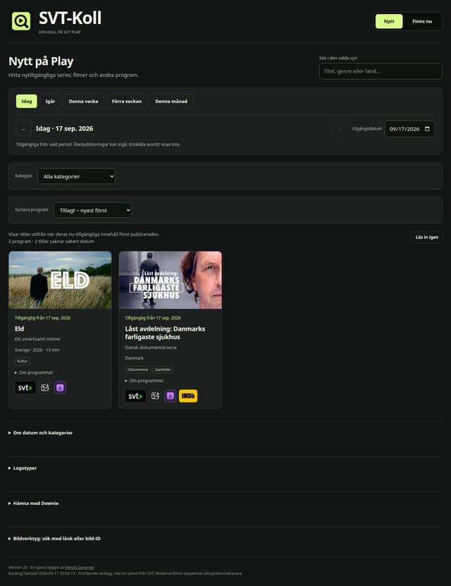 Skärmdump av SVT-Koll
