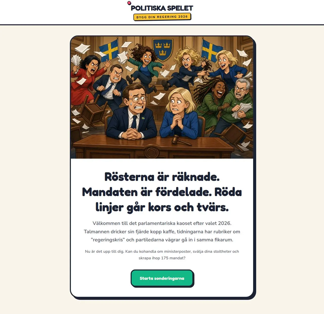 Skärmdump av Politiska Spelet