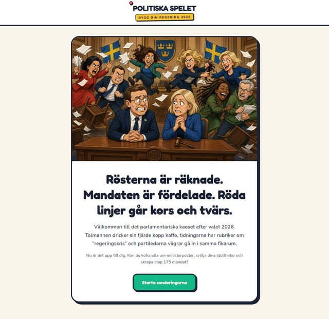 Skärmdump av Politiska Spelet