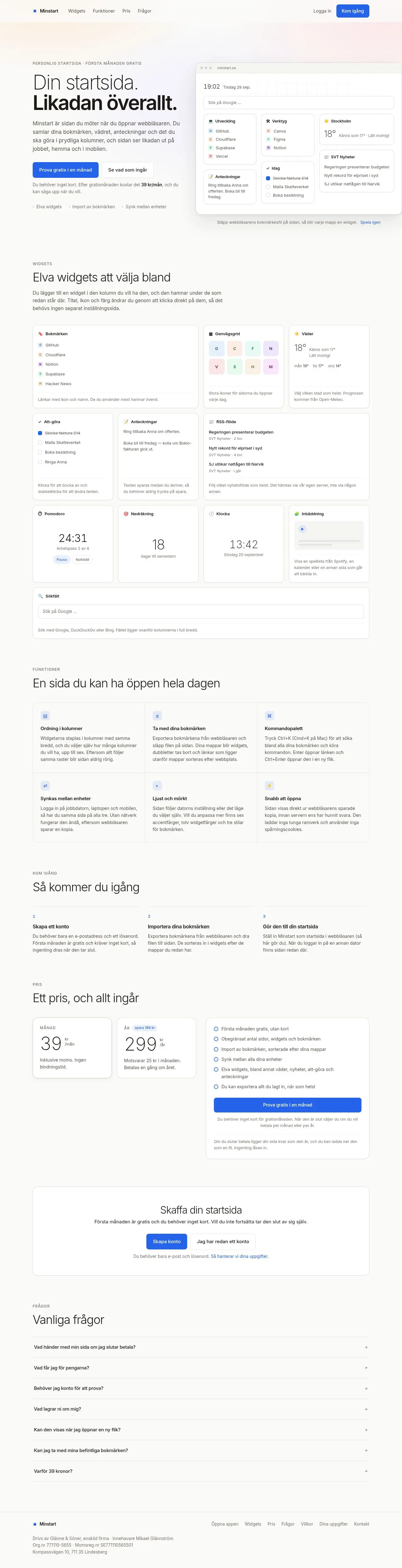 Skärmdump av Minstart