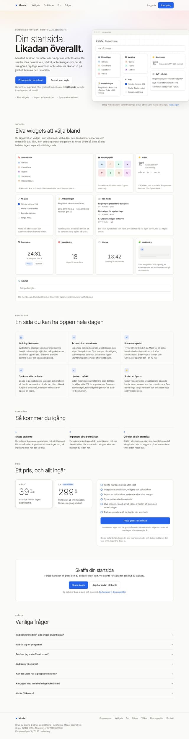 Skärmdump av Minstart