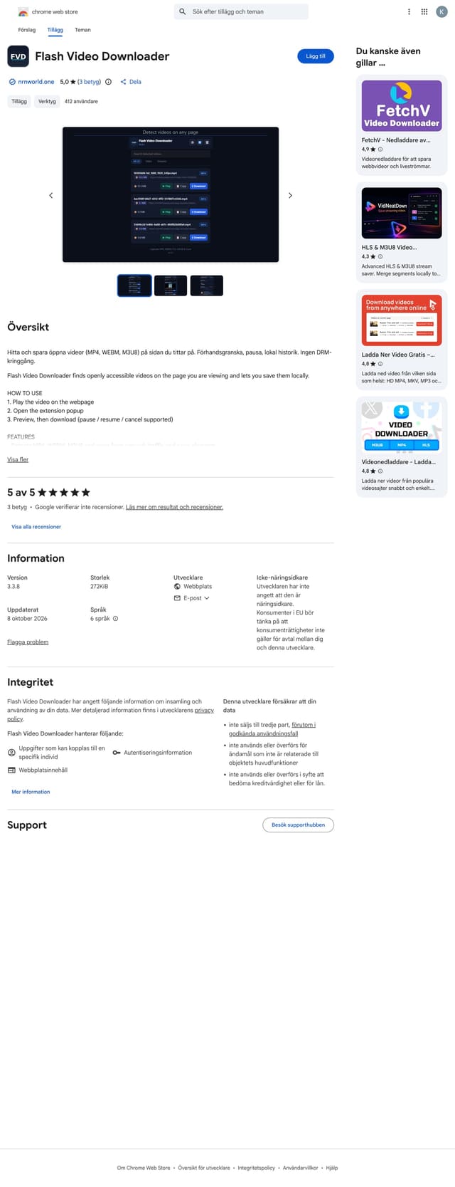 Skärmdump av Flash Video Downloader