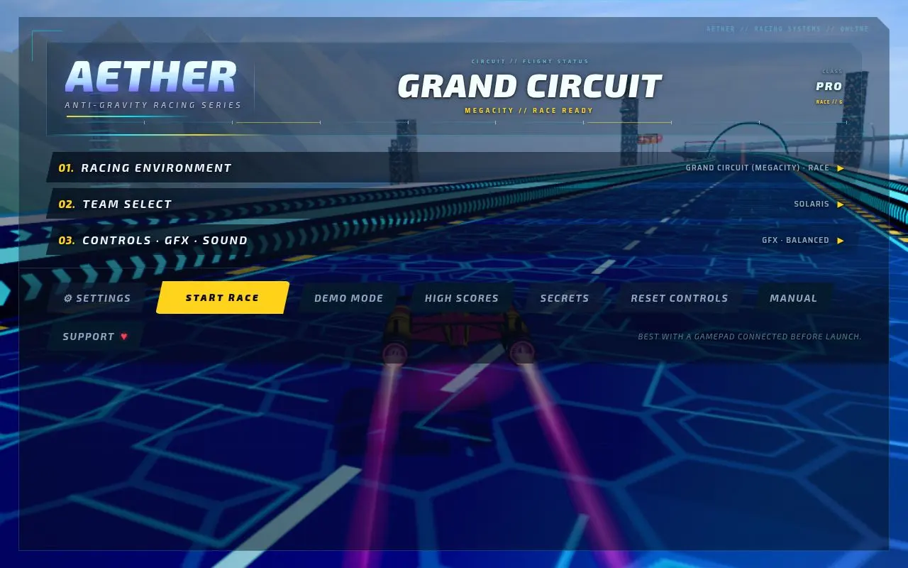 Skärmdump av AETHER - Antigravity Racing Series