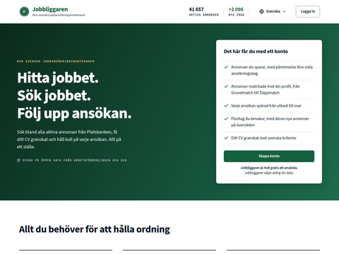 Skärmdump av Jobbliggaren