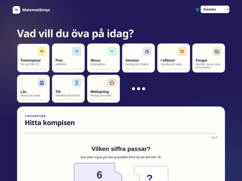 Skärmdump av Matematikmys